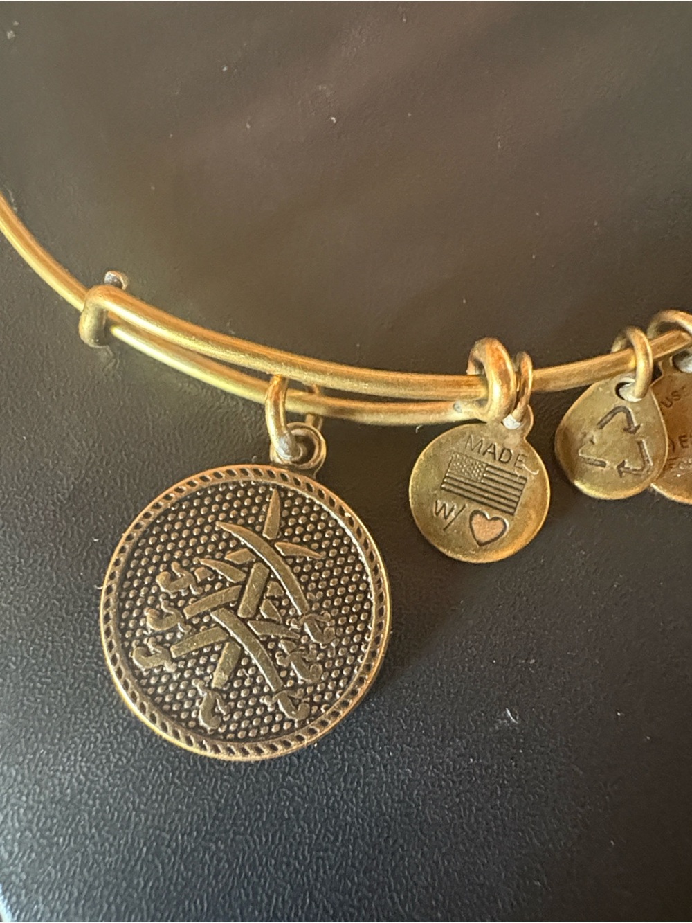 Alex and Ani Gold Tone Floral Scroll Charm Bangle Bracelet - Gold